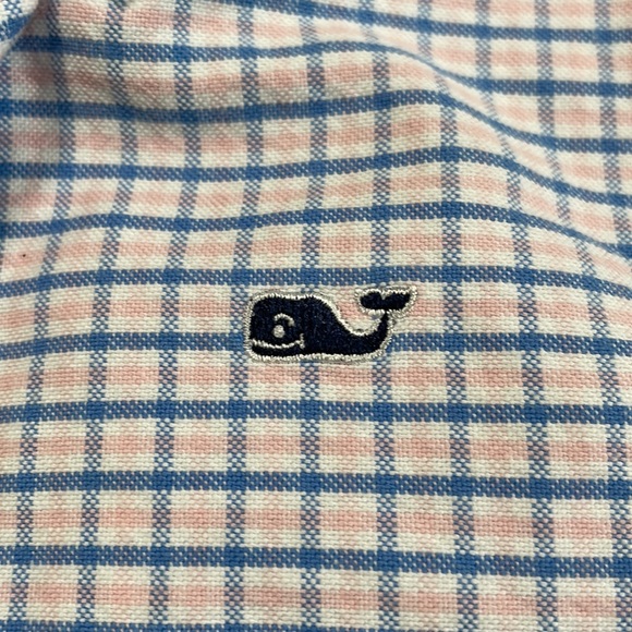 Vineyard Vines Boys Pink Blue Plaid Whale Button Down Long Sleeve Shirt 3T - Picture 2 of 8